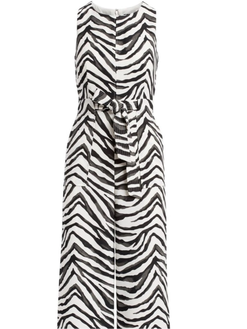 Banana Republic Black & White Zebra-Print Sleeveless Jumpsuit